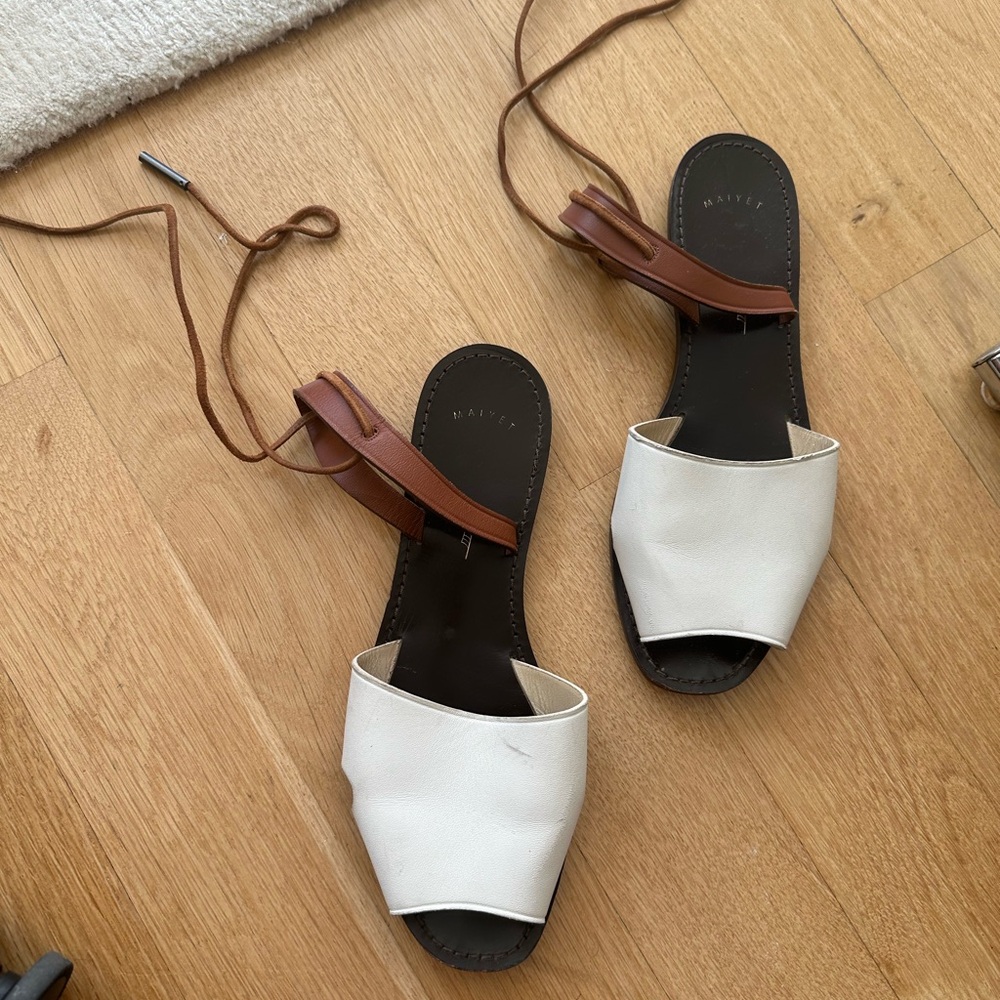 Maiyet White and Brown Sandals